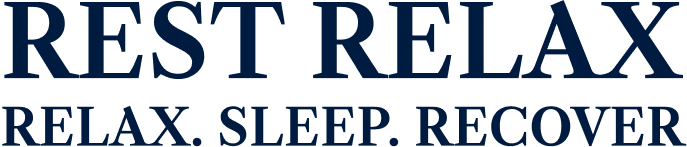 Dark banner with blue 'REST RELAX' text