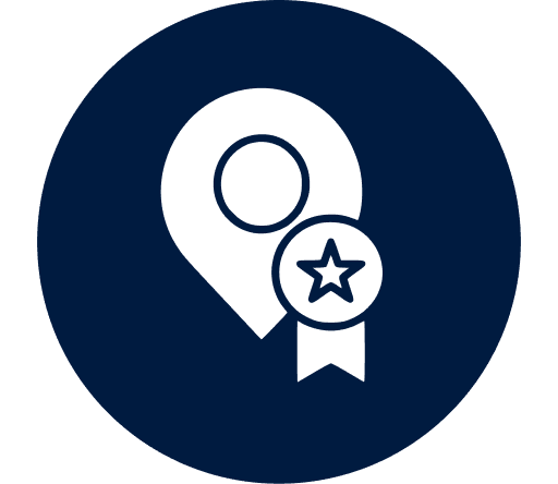 Location pin with star badge icon.