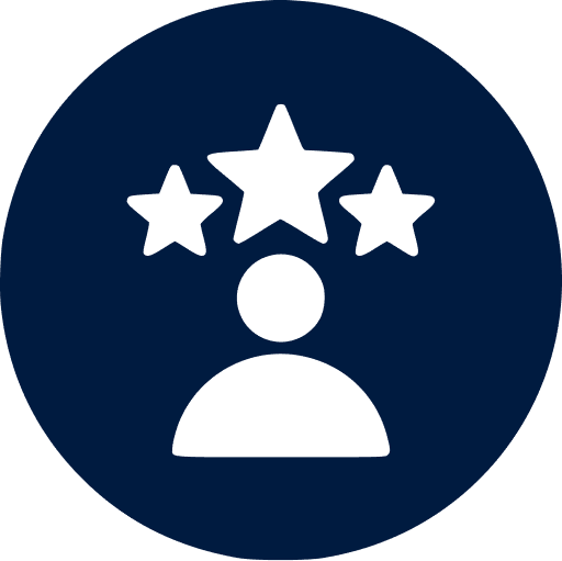 Person icon with three stars above head.