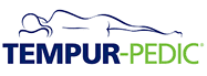 Tempur-Pedic logo with reclining figure outline.