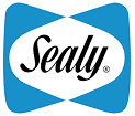 Sealy logo with blue background.